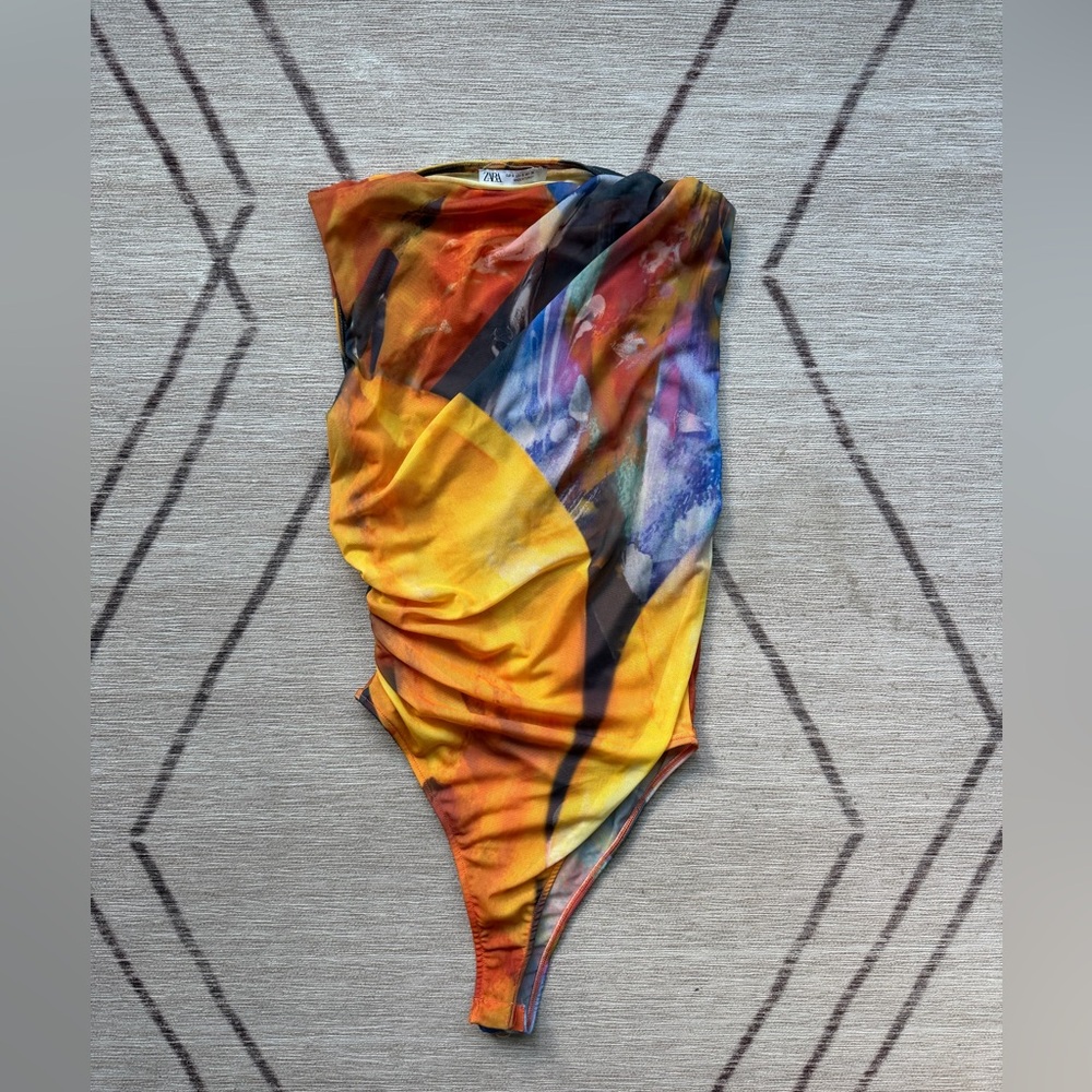 Zara Multicolor Abstract Bodysuit